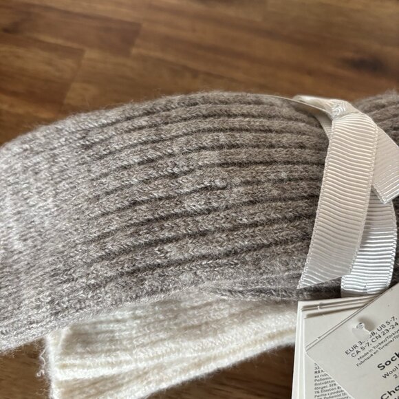 2 H&M Wool Blend Mid Socks Size 5-7 Neutrals Minimalist Capsule Fall Winter NWT - Picture 6 of 6